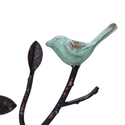 Vintage Wall-Mounted Coat Rack with 3 Hooks, Birds Standing on Tree Branch with Rustic Paint Heavy Duty Wall Hanging Key Holder, Farmhouse Coat Hooks for Towels, Hats, Scarves