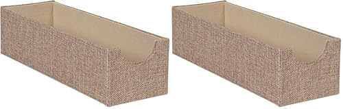 Household Essentials Brown 720-1 Deep Drawer Organizer Box for Storage | 12 in x 4 in x 3.13 (Pack of 2)