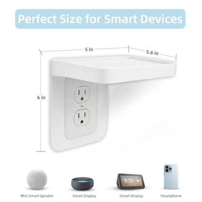 Outlet Shelf with Cord Storage, White Wall Holder for Bathroom, 1 Pack | Fits Decora and standard duplex outlet, Wall Organizer for Smart Home Decor Space Saving Power Tools