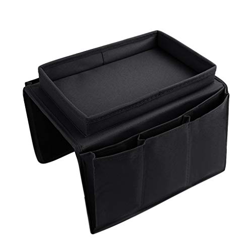 Sofa Armrest Organizer with Cup Holder Tray Chair Arm TV Remote Holder for Recliner Couch Armchair Caddy Bedside Storage Pockets Bag for Cellphone Tablet Book Magazines Drinks Pouch