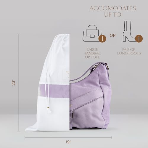 Luxury Organic Cotton Dust Bags for Handbags Large 3 Pack | 23" Purse Storage, Protects From Dust & Light, Drawstring Closure, Shoe Dust Bags, Bag Cover, Certified Carbon Neutral