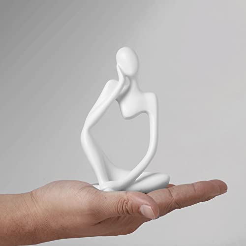 BrownLove 3pcs Decor White Thinker Statue Abstract Art Sculpture，Resin Collectible Figurines for Home Living Room Office Shelf Decoration