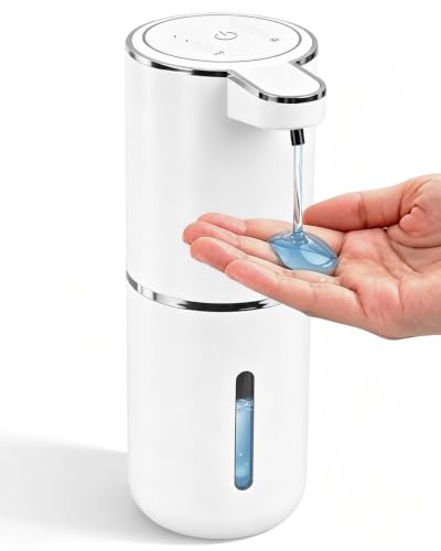 Automatic Soap Dispenser Touchless, USB Rechargeable Hand Soap Dispenser, 4 Adjustable Soap Levels, IPX5 Waterproof, 12.8oz/380ml, Countertop or Wall Mounted for Bathroom and Kitchen, White