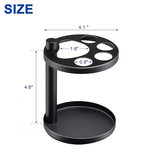 Metal Toothbrush Holder Stand for Bathroom: Stainless Steel Ventilated Organizer with Slots for Electric Toothbrushes, Toothpaste, Razors & Small Comb, Unique Footprint Base Design, Black