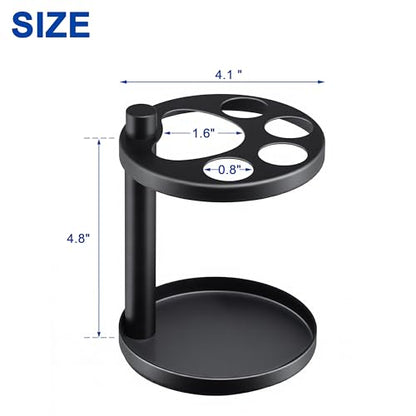 Metal Toothbrush Holder Stand for Bathroom: Stainless Steel Ventilated Organizer with Slots for Electric Toothbrushes, Toothpaste, Razors & Small Comb, Unique Footprint Base Design, Black