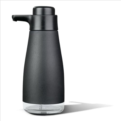 AIKE 15oz Liquid Soap Dispenser for Dish and Hand Soap Matte Black | Easy Push Durable Pump, No-Slip Base with Clear Liquid Window, Easy Refill Wide Opening, for Kitchen Sink and Bathroom