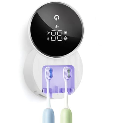 UV Toothbrush Sanitizer and Holder, WONICO Smart Tooth Brush Holders for Bathroom, Toothbrush Wall-Mounted Cleaner Organizer with Auto-Inductive Cover Fits Electric, Manual Toothbrushes for Home