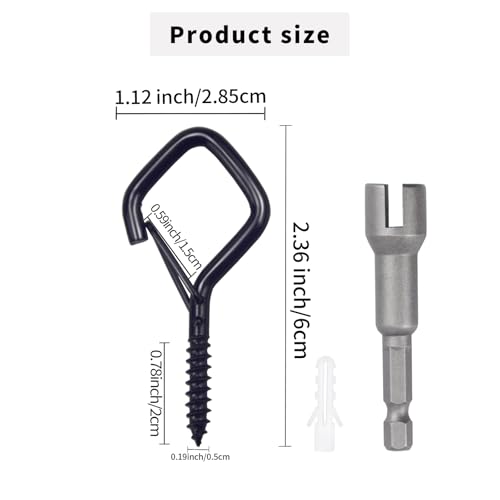 35 PCS Eye Screw Hooks for Hanging Heavy Duty with Safety Buckle.Metal Ceiling Hooks for Hanging Plants,Cup,Wind Chime,Bird Feeders,Christmas String Lights at Indoor&Outdoor,2.36 Inches Black