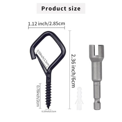 35 PCS Eye Screw Hooks for Hanging Heavy Duty with Safety Buckle.Metal Ceiling Hooks for Hanging Plants,Cup,Wind Chime,Bird Feeders,Christmas String Lights at Indoor&Outdoor,2.36 Inches Black