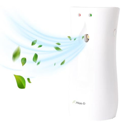 Automatic Air Freshener Spray Dispenser, Custom Timing (Day/Night/24H, 7.5/15 min interval), Wall Mounted or Free Standing, for Home and Commercial, Compatible with Glade Refill Can, White, Milas-D