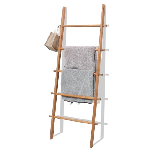 Blanket Ladder, 57in Rustic Extended Side Wood Dec... (Burnt Brown | Wood)