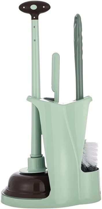 Toilet Brush and Plunger Set,Green 3 in 1 Bathroom... (Green | Plastic)