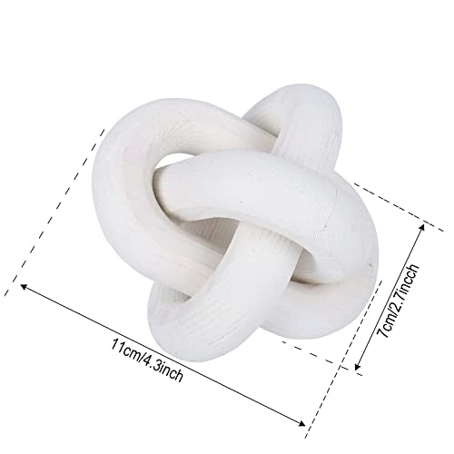 Jlong Wood Knot Decor Chain Link Modern Farmhouse Boho Coffee Table Accent | Hand Carved Wooden Chain Accent with 3-Link , Perfect for Coffee Table, Shelf, Mantel, Living Room, Bedroom, Office Decor