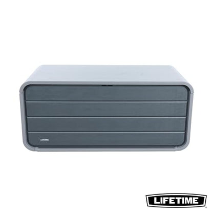 LIFETIME 136‑Gallon Modern Deck Box, Outdoor Storage Container, Weather‑Resistant, UV‑Protected, Lockable Lid