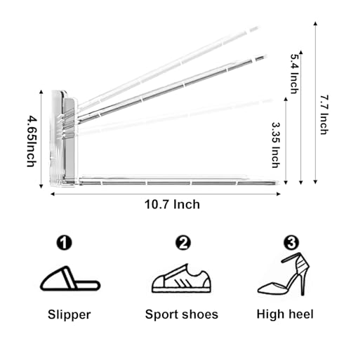 CiBiZi Shoe Slots Organizers 10Pack Shoe Stacker Adjustable Space Saver 50% Shoe Rack Holder Oraganizers for Closet Cabinet Storage Clear