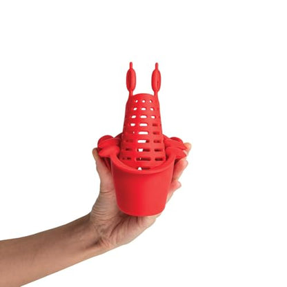 OTOTO Crab Clip-On Strainer - Silicone Pasta Strainer with Stainless Steel Tongs - Unique Kitchen Gadgets, Cooking Gifts for Women, Kitchen Essentials, Funny Gifts, Kitchen Accessories - (Crabby)