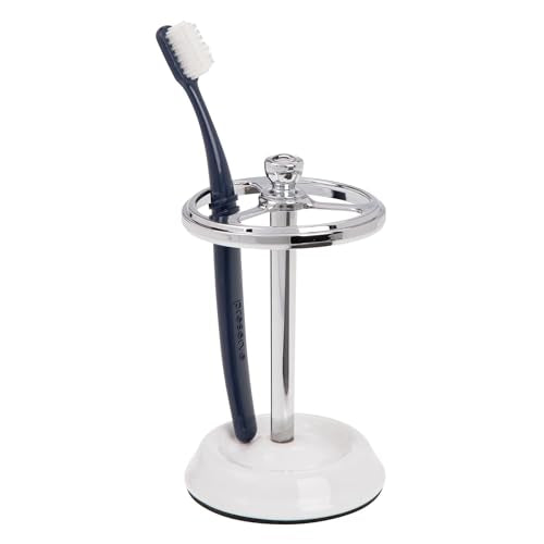 iDesign 3-Section Toothbrush Holder, White/Chrome | For Bathroom, Countertop Stand