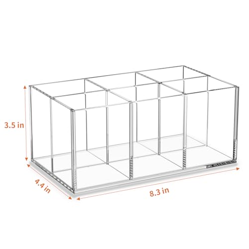 Clear Makeup Brush Holder Organizer Acrylic 6-Slots Cosmetic Brushes Storage Organizer for Vanity Countertop