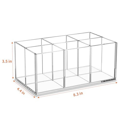 Clear Makeup Brush Holder Organizer Acrylic 6-Slots Cosmetic Brushes Storage Organizer for Vanity Countertop
