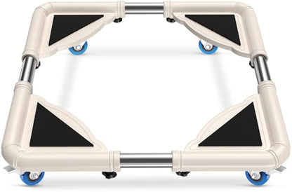 SPACECARE Mini Fridge Stand Mobile Roller, Adjustable18.5-27''- Off White | 4 Locking Wheels Suitable for Washing Machine, Dryer & Refrigerator, universal household appliance base, stable, durable