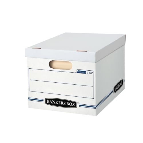 Bankers Box 6-Pack Basic-Duty File Storage Box with Lid, Letter/Legal | Tame everyday paperwork with affordable file boxes, lift-off lids, and reinforced handles for simple record storage.