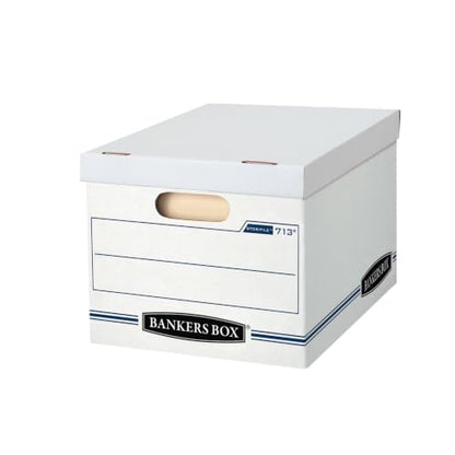 Bankers Box 6-Pack Basic-Duty File Storage Box with Lid, Letter/Legal | Tame everyday paperwork with affordable file boxes, lift-off lids, and reinforced handles for simple record storage.