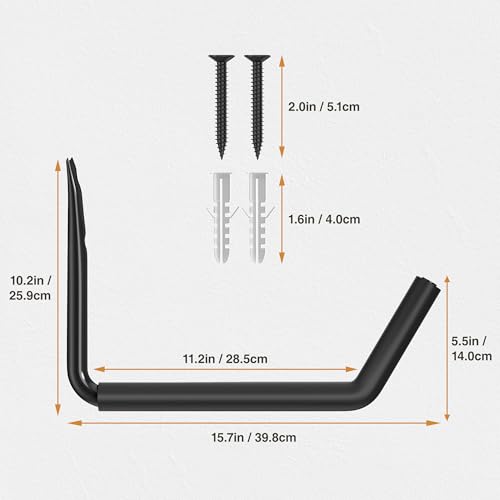 niffgaff Heavy Duty Garage Storage Hooks - 120 LB Capacity Wall Mounted Rack for Kayaks, Ladders, and Bikes