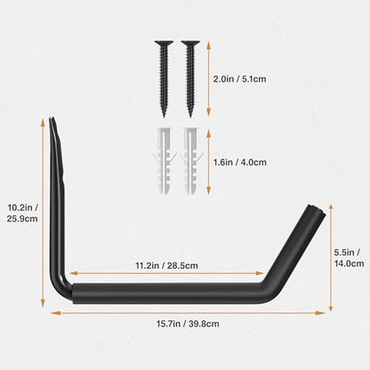 niffgaff Heavy Duty Garage Storage Hooks - 120 LB Capacity Wall Mounted Rack for Kayaks, Ladders, and Bikes