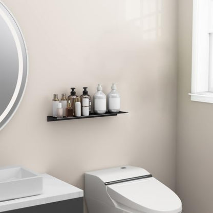 20 inch Floating Shelf for Wall Organizer & Storage, Mini Display Shelf, Metal Wall Shelf for Bathroom, Living Room, Kitchen, Bedroom(Matte Black)
