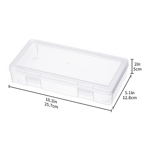 novelinks Clear Pencil Box and Small Plastic Storage Containers with Lids | 9 Pack, Medium Clear, Plastic Pencil Boxes, Board Game Storage Containers, Task Boxes for Special Education, Mini Organizer