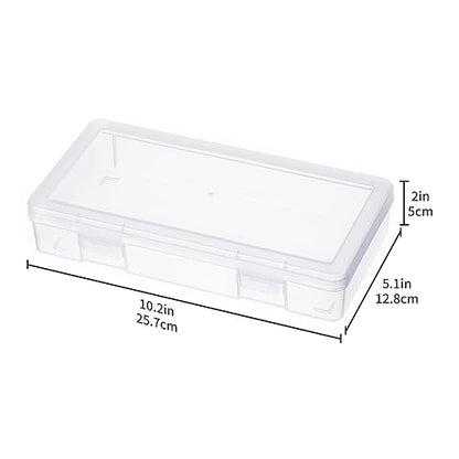 novelinks Clear Pencil Box and Small Plastic Storage Containers with Lids | 9 Pack, Medium Clear, Plastic Pencil Boxes, Board Game Storage Containers, Task Boxes for Special Education, Mini Organizer