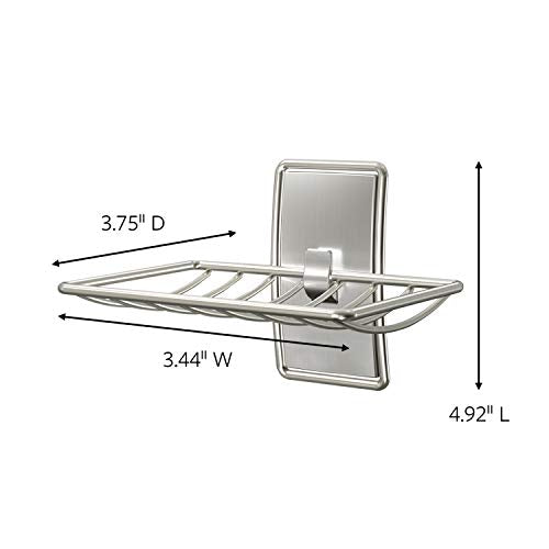Command Soap Dish for Shower, Damage Free Hanging Bathroom Soap Dish, No Tools Bar Soap Holder, 1 Satin Nickel Soap Dish and 2 Water-Resistant Command Strips
