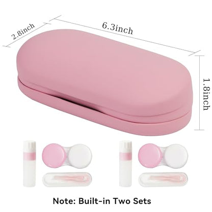 Eyeglass Case Double Sided Travel Size Portable Contact Lens Box 2 in 1 | Multifunction With Tool for Daily Outdoor Office
