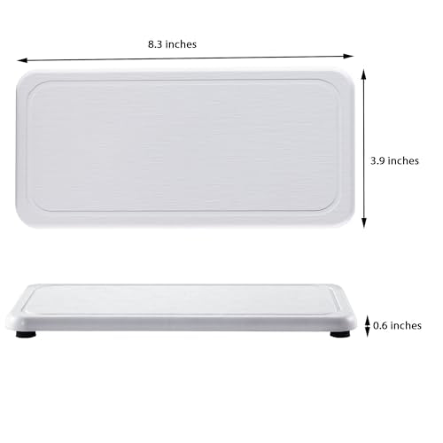 NiuYichee 2 Pcs Water Absorbing Stone Trays, Kitchen/Bathroom Sink Soap Dish, Diatomite Tray Used for Hand Soap & Cosmetic Bottles in The Modern Home, 4" W x 8.3" L, White
