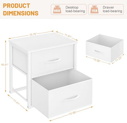 2-Pack Stackable Storage Drawers (4 Drawers Total), White Closet Organizer with Wooden Top & Metal Frame, Freestanding or Stackable Dresser for Bedroom, Living Room, Under Bed