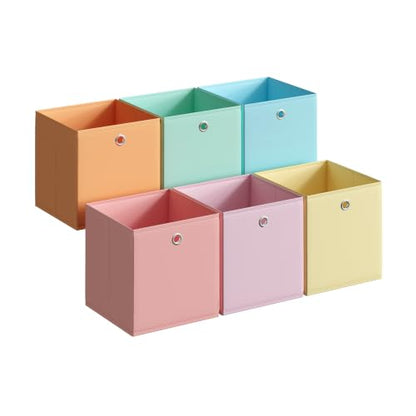 SONGMICS Storage Cubes, Set of 6 Odorless Foldable Storage Boxes | Closet Organizers for Shelf, Rainbow Storage Bins, 10.2 x 10.2 x 11 Inches, URFB226X01