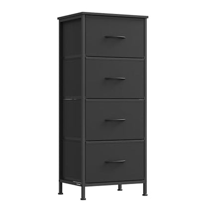 SONGMICS BELLAH Collection - Dresser for Bedroom, Chest of Drawers, Storage Organizer Unit, Closet, Entryway, Steel, 4 Drawers, Modern, Ink Black and Ebony Black ULGS314B01S