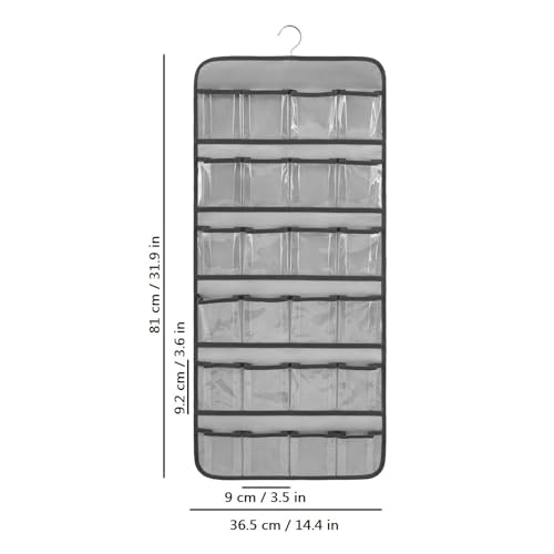 Dual-sided Baby Shoe Organizer Closet Hanging Toddler Shoes Storage for Kids Bow Socks Underwear Holder with 48 Clear Pockets (Grey)