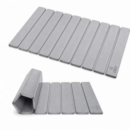 Foldable Stone Bath Mat 23.6” x 15.3” – Diatomaceous Earth Shower Mat, Super Absorbent Quick Drying, Non-Slip Diatomite Bathroom Mat for Floor, Dish Drying Mat for Kitchen, Light Grey