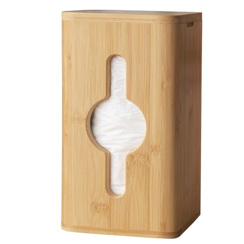 Bamboo Trash Bag Dispenser Organizer Kitchen Garbage Bag Holder Box | Wall Mount To Maximize Space And Keep Trash Bags Organized And Accessible