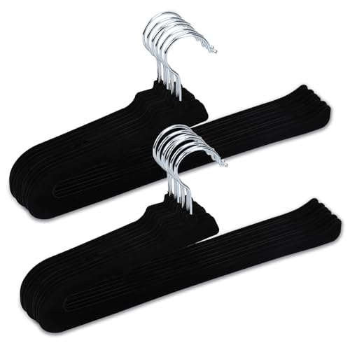 Velvet Pants Hangers, Black, 16 Pack (Black | Velvet)