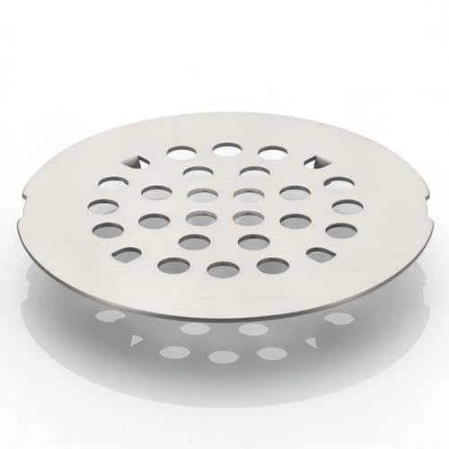 Snap-in Shower Drain Cover 4-1/4 inch Shower Strainer Grid Round (1, Brushed Nickel)