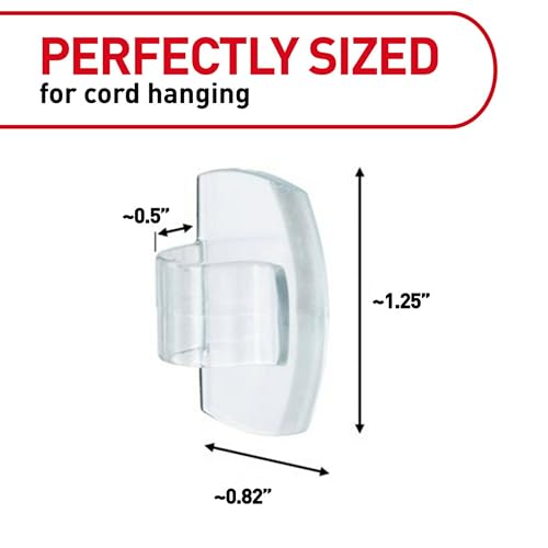 Command Round Cord Clips, Damage Free Hanging Cable, for Hanging Electrical Cables, 26 Clear Cord Clips and 32 Strips