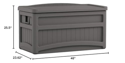Suncast 73 Gal, Resin Deck Box with Wheels, Handles and Seat, Stoney