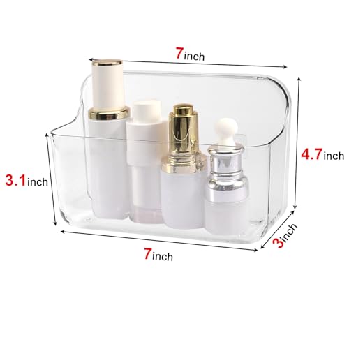 CGBE 2-Pack Cabinet Door Organizer, Self Adhesive Bathroom Shelves, Clear | Acrylic Shower Caddy, Wall Mounted Storage, No Drilling, Automatic Draining, For Cabinet Door and Shower Wall
