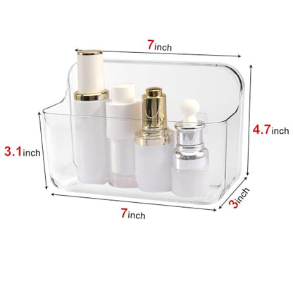 CGBE 2-Pack Cabinet Door Organizer, Self Adhesive Bathroom Shelves, Clear | Acrylic Shower Caddy, Wall Mounted Storage, No Drilling, Automatic Draining, For Cabinet Door and Shower Wall