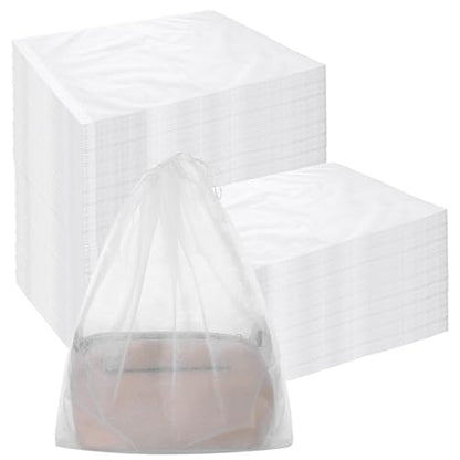 Dimeho 100 PCS Dust Bags for Purses Drawstring Bags Disposable Non-Woven Storage Covers Breathable Handbag Dust Cover Closet Organizer for Shoes Boots Clothes Packing Travel Home