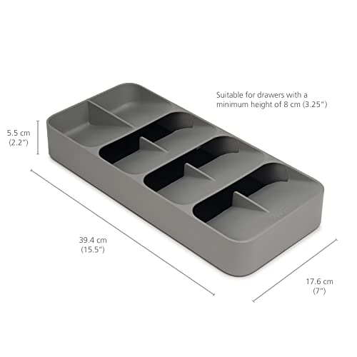 Joseph Joseph DrawerStore Compact Utensil Organizer For Kitchen Drawer Silverware, Flatware Tray, Grey