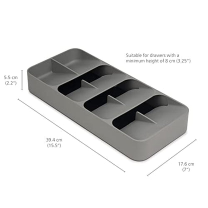 Joseph Joseph DrawerStore Compact Utensil Organizer For Kitchen Drawer Silverware, Flatware Tray, Grey