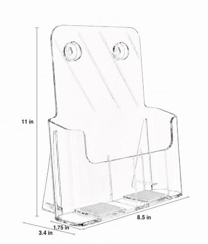 KTRIO Acrylic Brochure Holder 8.5 x 11, 2 Pack Literature Display Stand | Desktop/Wall-Mount, Clear Plastic Flyers Holder Fits 8.5" Wide Magazines, Pamphlets, Documents, Booklets, Journals, Menus